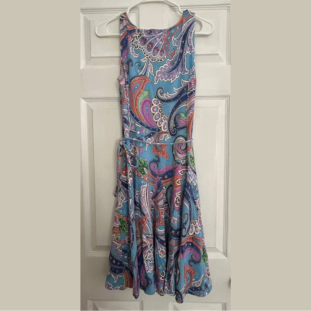 Ralph lauren blue paisley pattern dress